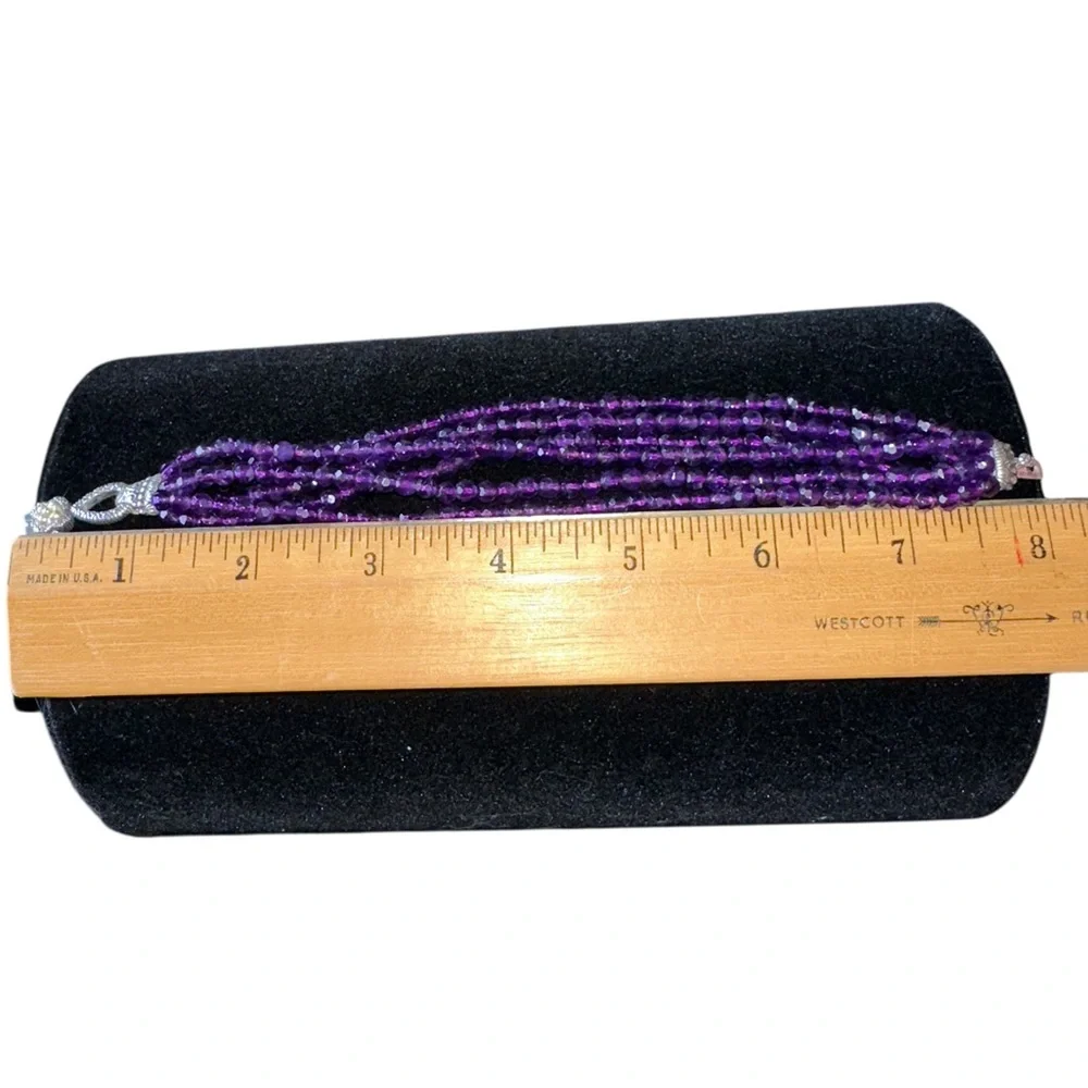 BRACELET BARBARA BIXBY AMETHYST GEMSTONE  FLOWER Multi-Strand SS 18K Box & Pouch